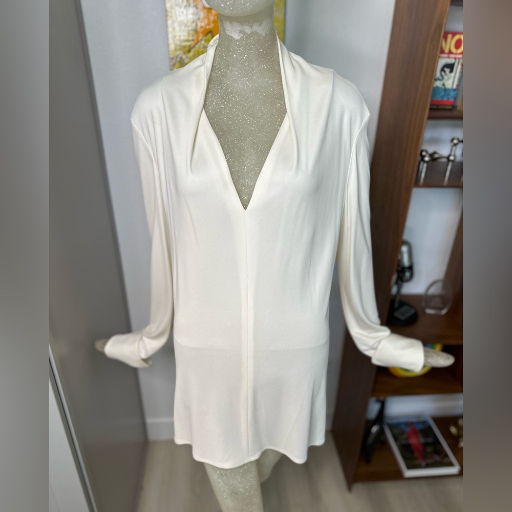 Equipment Ivory V-Neck Silk Blouse Tunic- M